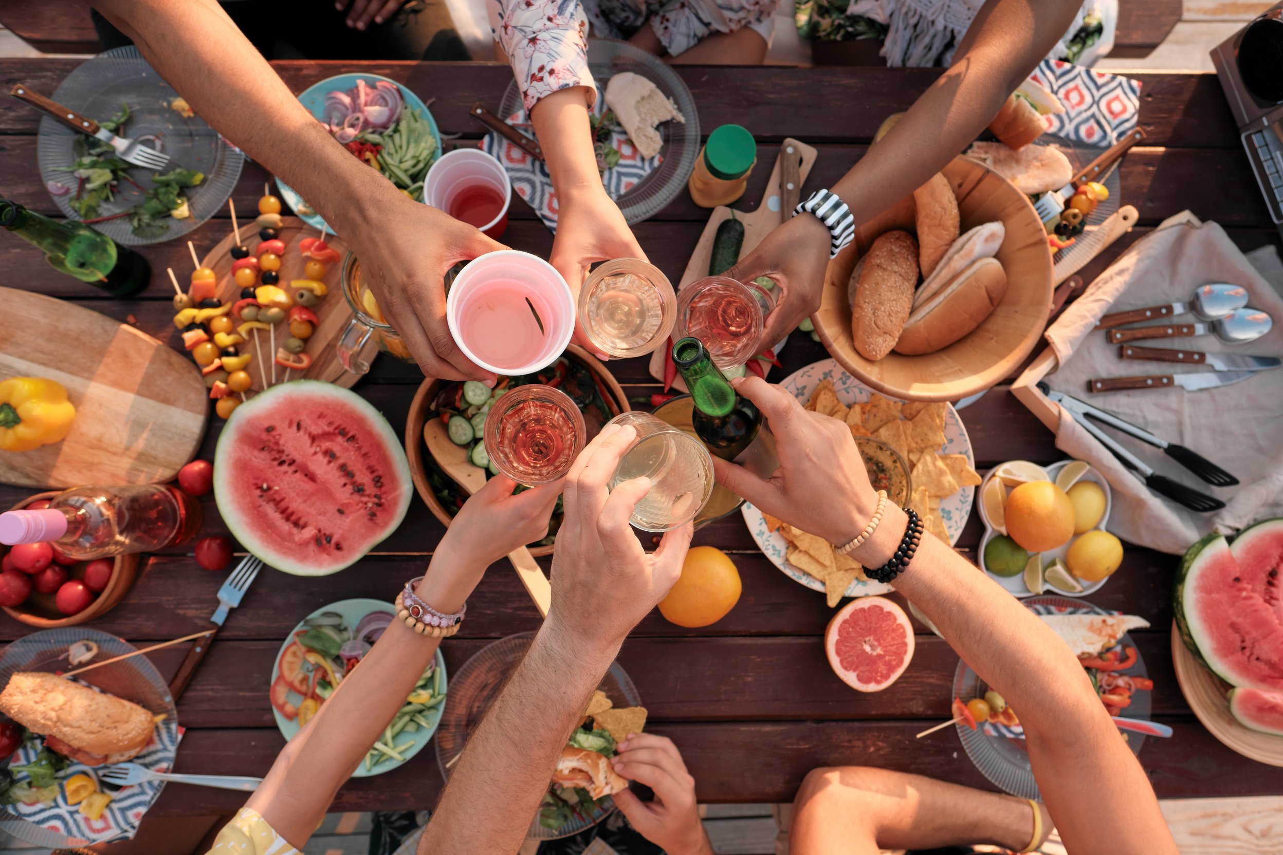 Friends at picnic outdoors